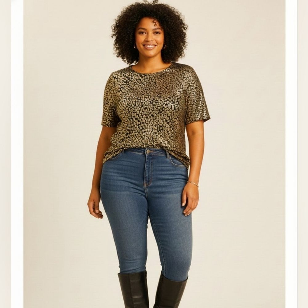 80s Notations Metallic Jacquard Top – 1980s/1990s Glam